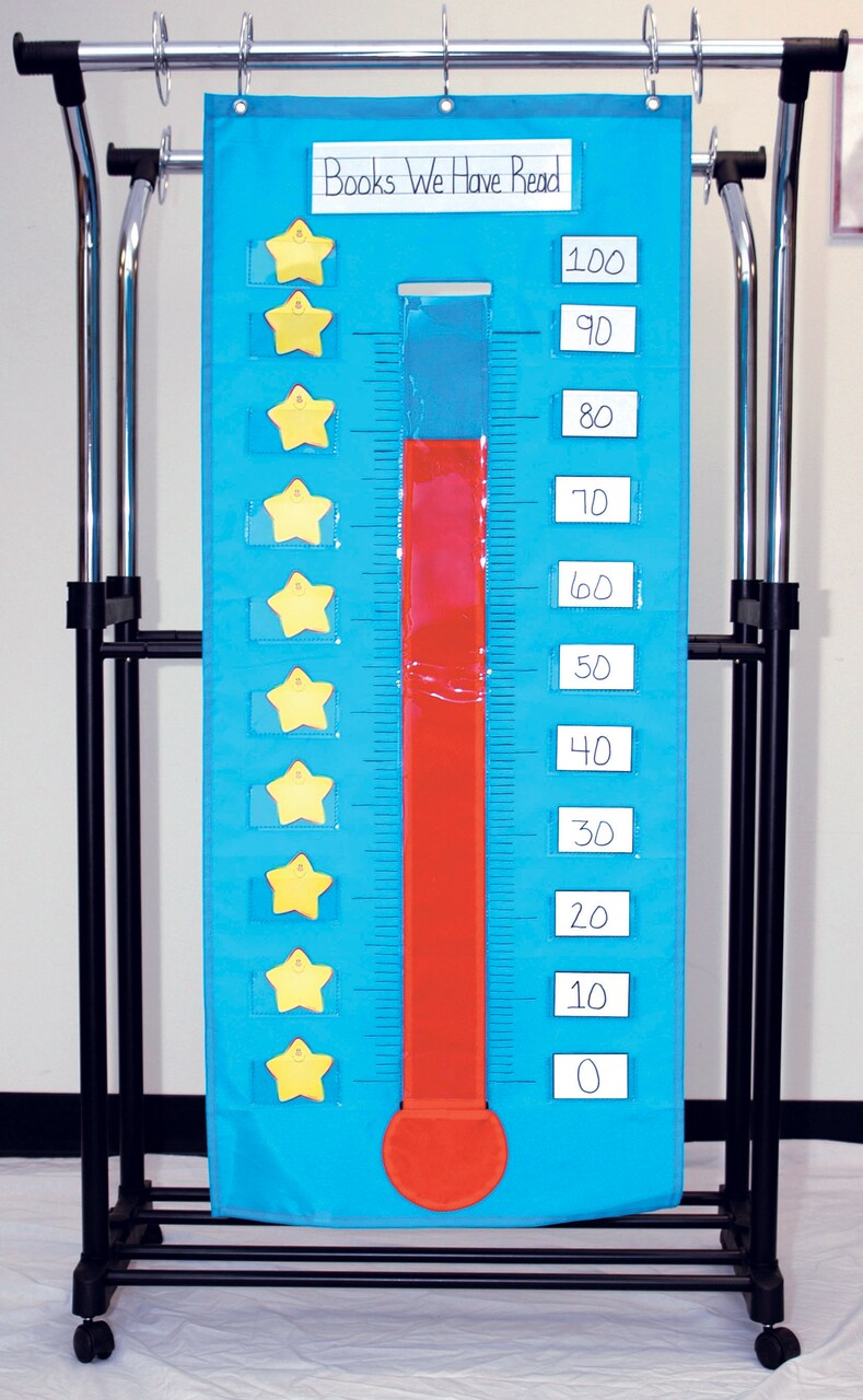 Carson Dellosa 21" x 48.5" Temperature Thermometer Pocket Chart, Behavior Management, Incentive, and Goal Tracker With Dry Erase Cards, Motivational Classroom Must Haves